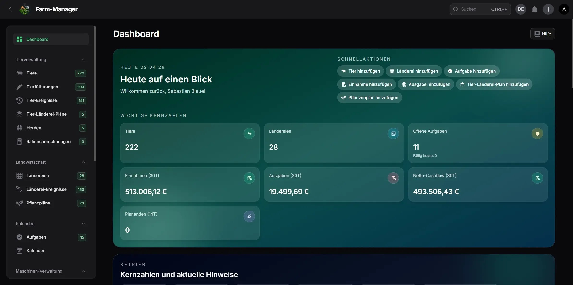 FarmManager Dashboard