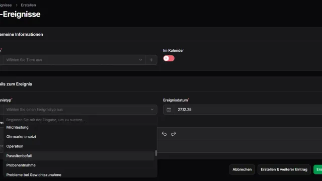 Auswahl eines Datensatzes aus einer Auswahlliste
